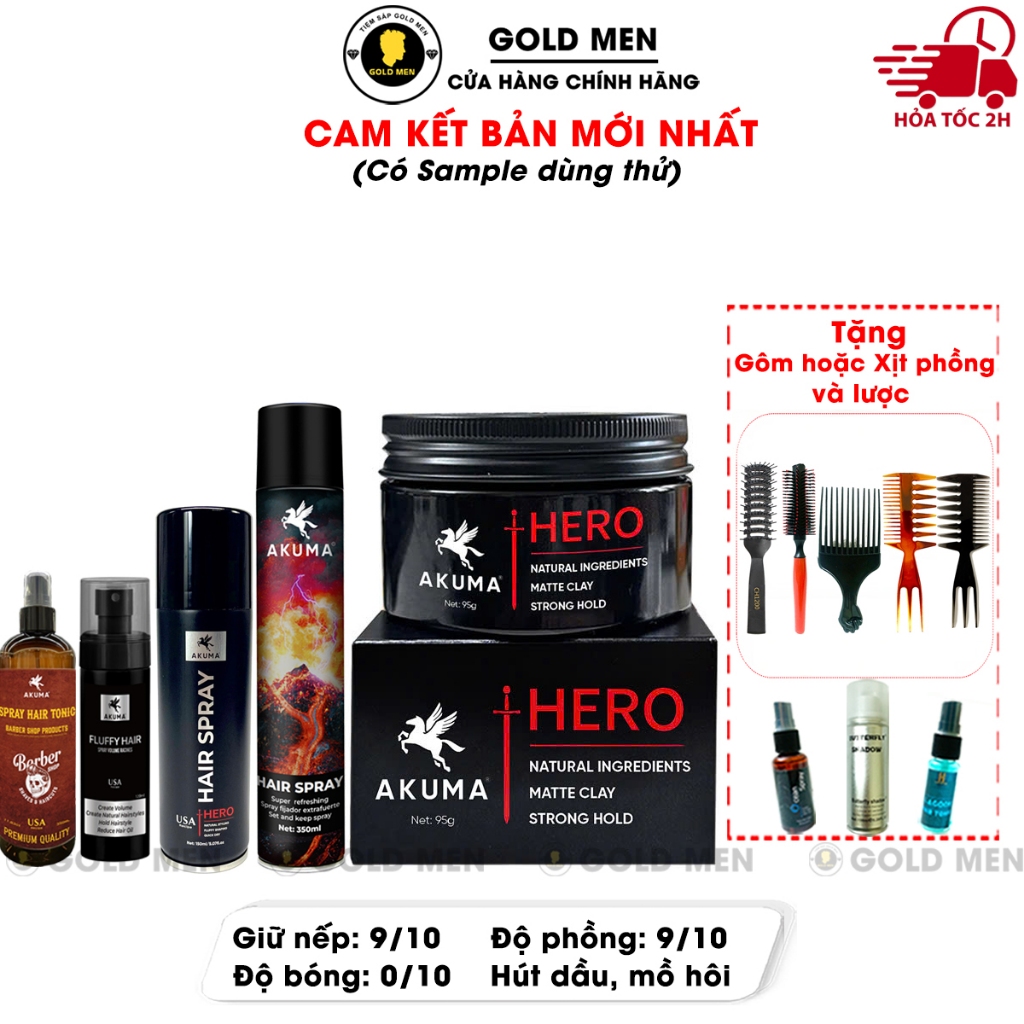 Sáp vuốt tóc Akuma Hero Matte Clay 95g Siêu Giữ Nếp, Tạo Lại Kiểu Nhanh Chóng
