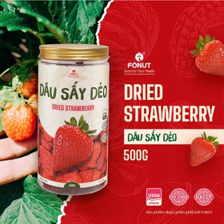  Dâu tây sấy dẻo FONUT hũ 500g trái cây sấy chua ngọt vị tự nhiên phù hợp cho mẹ bầu ăn vặt 