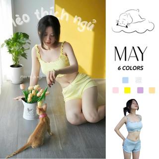 N2 - Đồ ngủ mặc nhà hai dây PHỐI NHÚNG tôn dáng co giản thoải mái - May Mèo Thích Ngủ