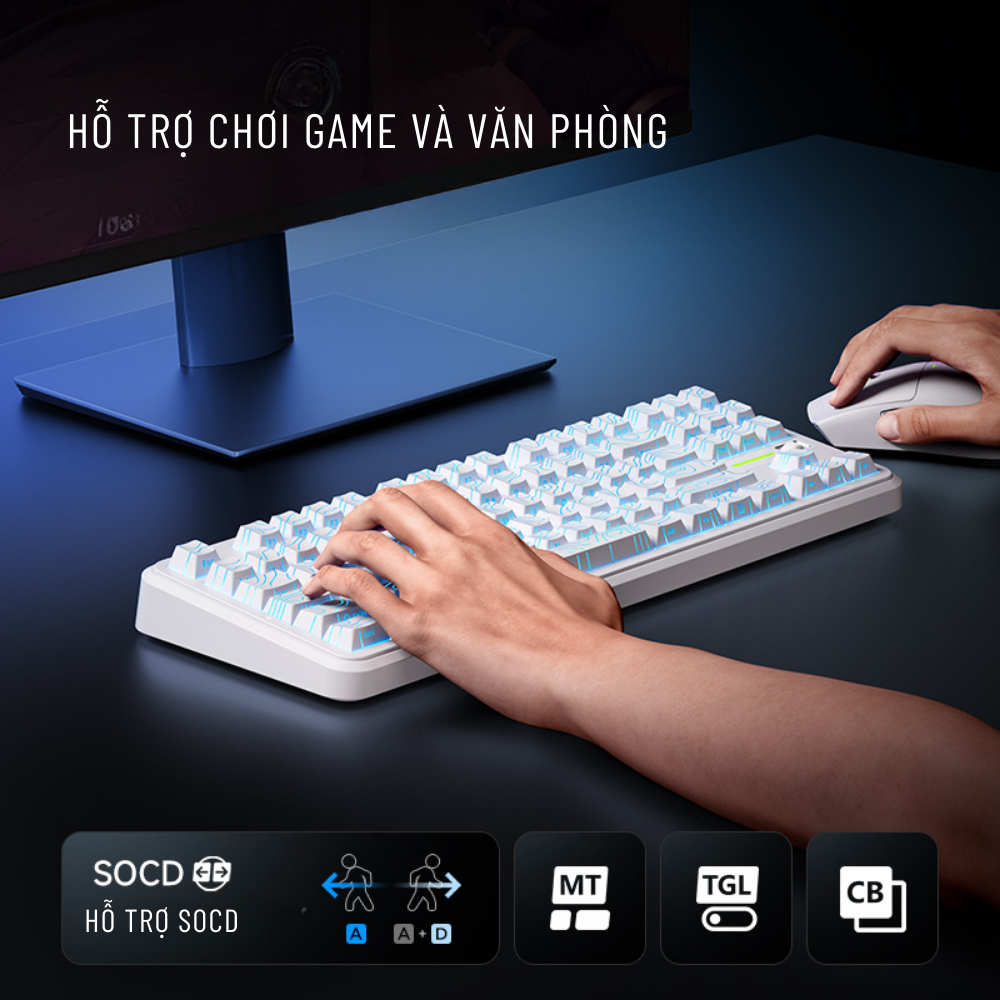 Bàn phím cơ Mchose K87S - 3 mode kết nối - Độ trễ thấp 0,125ms - Led RGB nhiều chế độ - Mạch xuôi | BigBuy360 - bigbuy360.vn
