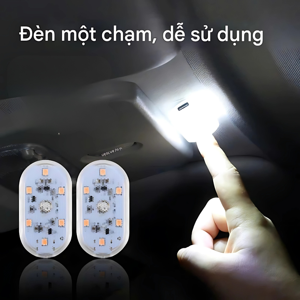 Đèn led 6 bóng mini cảm ứng gắn trần xe hơi kèm sạc usb tiện dụng GEARSHOP