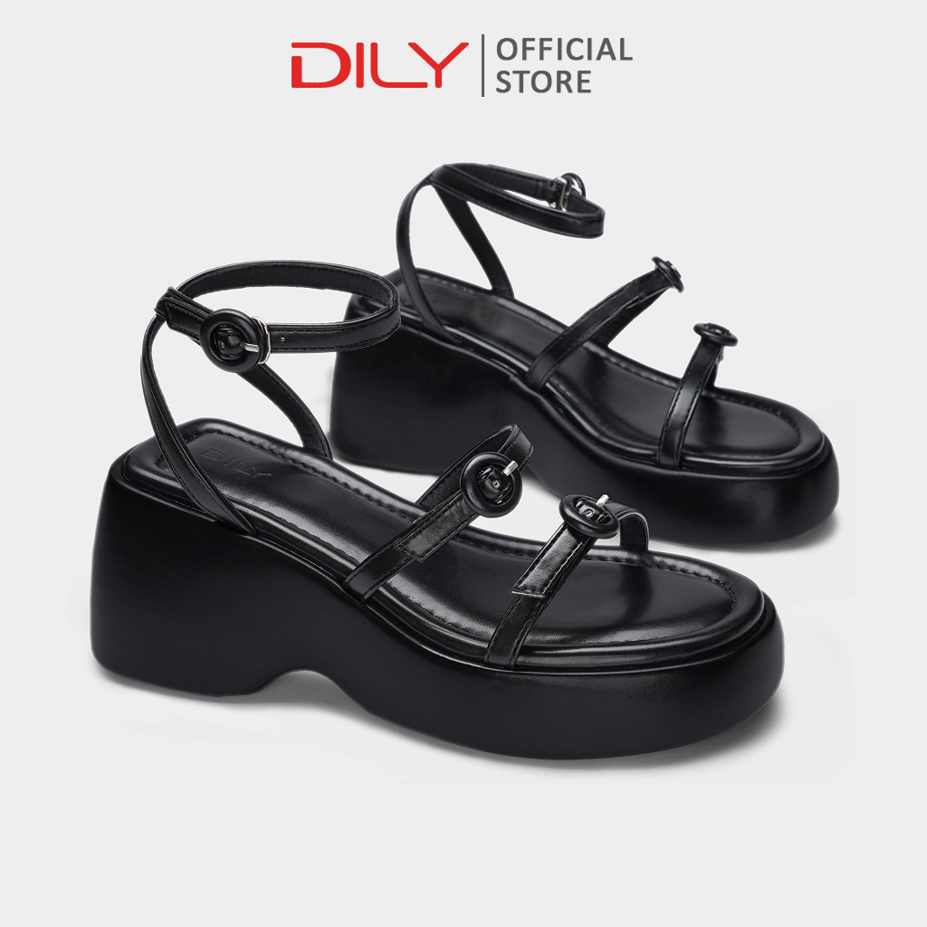 Giày sandal nữ DILY quai mảnh phối khóa tròn, giày xăng đan cao gót 8cm DL0587