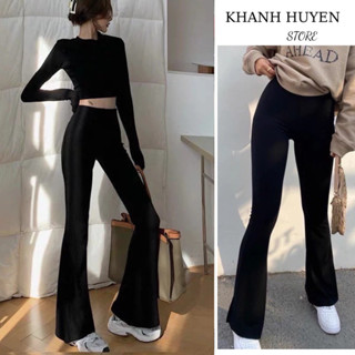  Quần ống loe legging cạp cao KH888  quần legging siêu háck dáng chất cotton 