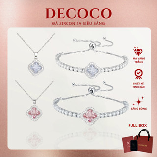 Bộ phụ kiện dây chuyền và vòng tay nữ DECOCO ACC Hope cỏ 4 lá ( kèm Túi giấy + Hộp + Thiệp )