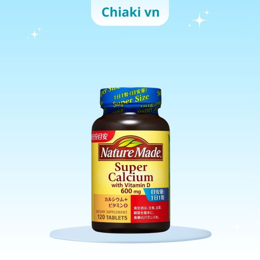 Viên uống bổ sung Vitamin D + Canxi Nhật bản Nature Made Super Calcium, hộp 120 viên