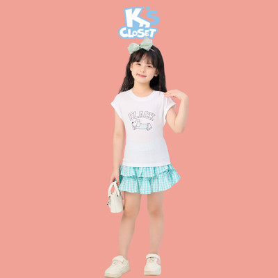 Set Áo Kèm Chân Váy K'S CLOSET (Áo Cotton, Chân Váy Thô) Cho Bé Gái (2-14 tuổi) từ 10kg-54kg E107FIS