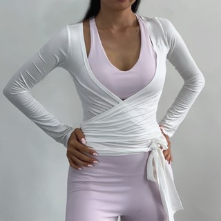 aeyo | Áo khoác cardigan tập gym yoga pilates tennis nữ LONG LACE dáng dài dây cột chéo