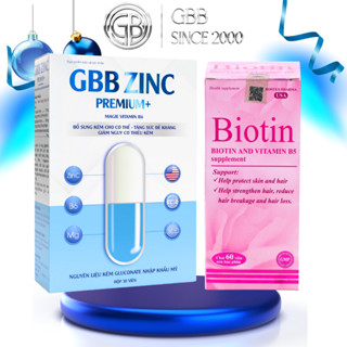 Combo Viên Uống Biotin và Kẽm hỗ trợ giảm rụng tóc, mọc tóc hiệu quả (Kẽm 30 viên & Biotin 60 viên)
