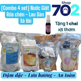   Combo 4 Set  Nước Giặt Rửa Chén Lau Sàn Xã Vải  Xịt Thơm 30ml 1   Tổng 35 lít . Tự Pha Tại Nhà 