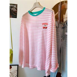  Áo Thun Tay Dài Sọc Hồng pastel hàn quốc chất xược mềm mại thoáng mát in hình - NEONVN STUDIO  áo thun nữ dài tay chất 