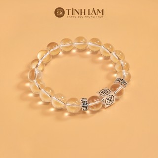  TINH LÂM Vòng Tay Phong Thủy Đá Thạch Anh Trắng 10 Li 