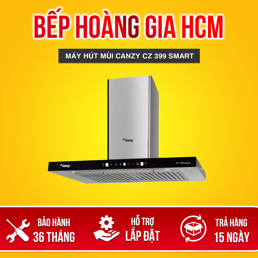 Máy hút mùi Canzy CZ 399 smart kiểu dáng chữ T Lưới lọc mỡ bằng Inox thanh và lẫy cài chống cháy