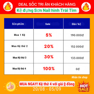 Kệ trưng bày Sơn móng tay treo tường Trái Tim – Gỗ nhựa Composite – cho tiệm nail – Minh Long