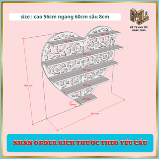 Kệ trưng bày Sơn móng tay treo tường Trái Tim – Gỗ nhựa Composite – cho tiệm nail – Minh Long