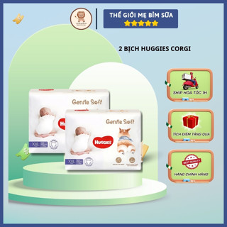 [Thế Giới Mẹ Bỉm Sữa] Combo 2 Bịch Bỉm Huggies Corgi mềm mại êm mỏng, thấm hút chống tràn vượt trội - thegioimebimsua