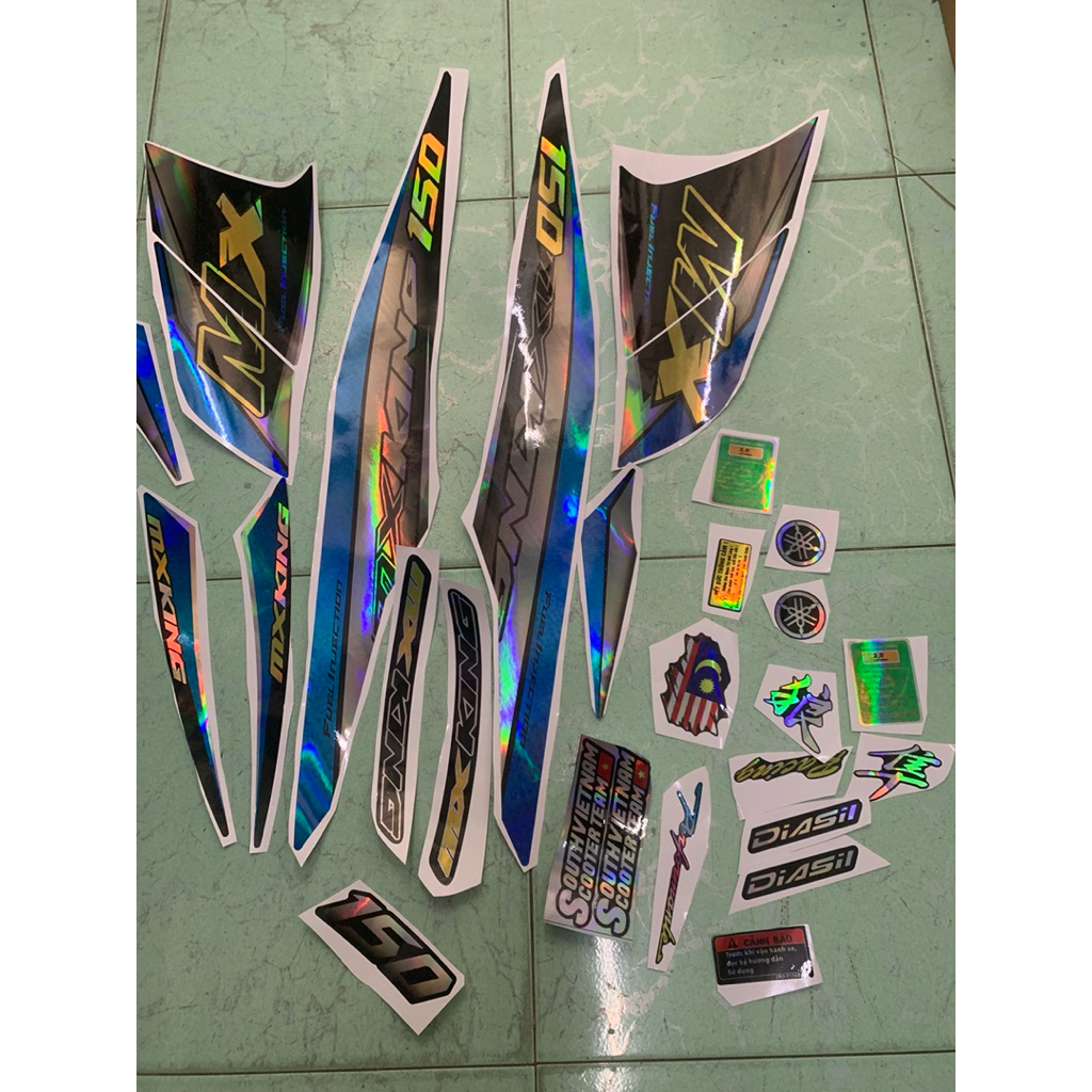 Tem exciter 150 mx king xanh đen crom