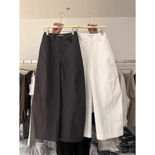 [ Bigsize 55-100kg] Quần kaki dáng suông ống rộng lưng cao, thiết kế tối giản phong cách Hàn Quốc