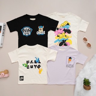   14kg - 50kg  Áo thun cổ tròn in hình 2 mặt cho bé Trai bé Gái chất vải cotton co giãn mềm mịn thoáng mát có 4 màu ZR81 