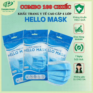   Combo 100 Chiếc  Khẩu Trang Y Tế 4 Lớp HELLO MASK Dạng Túi Tiện Lợi Kháng Khuẩn Hạn Chế Bụi Mịn  Túi 10 Cái  