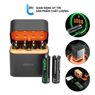 Bộ Hộp Sạc Kèm Pin 2A, 3A IDMIX 2A08Pro/2A08 Tái Sử Dụng Nhiều Lần Sạc Nhanh 2.5 Giờ