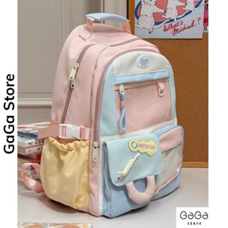 Balo đi học nam nữ phối màu nhiều ngăn , cặp sách phong cách Ulzzang dung tích lớn cho học sinh B889 gagastore