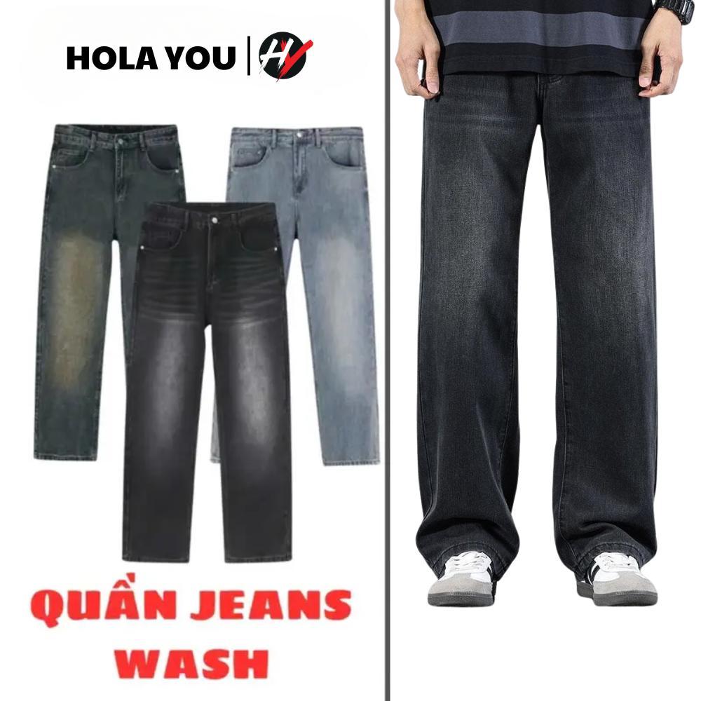 Quần jean nam wash phối Retro Chất vải jean denim mềm mịn, form baggy suông rộng rãi thoải mái
