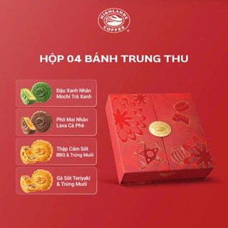 Hộp 4 Bánh Trung Thu Highlands Thập Cẩm Trứng Muối, Gà Sốt Trứng Muối, Đậu Xanh Mochi, Phô Mai Lava