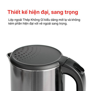 Ấm đun siêu tốc 1.8L HAPPYCOOK, Inox 304 dày 2 lớp, HEK-180SG