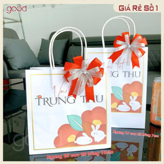 Combo 5 túi giấy trung thu kraft đẹp, quai xách chắc chắn, đựng hộp bánh quà biếu tết đoàn viên nhiều size, giao nhanh