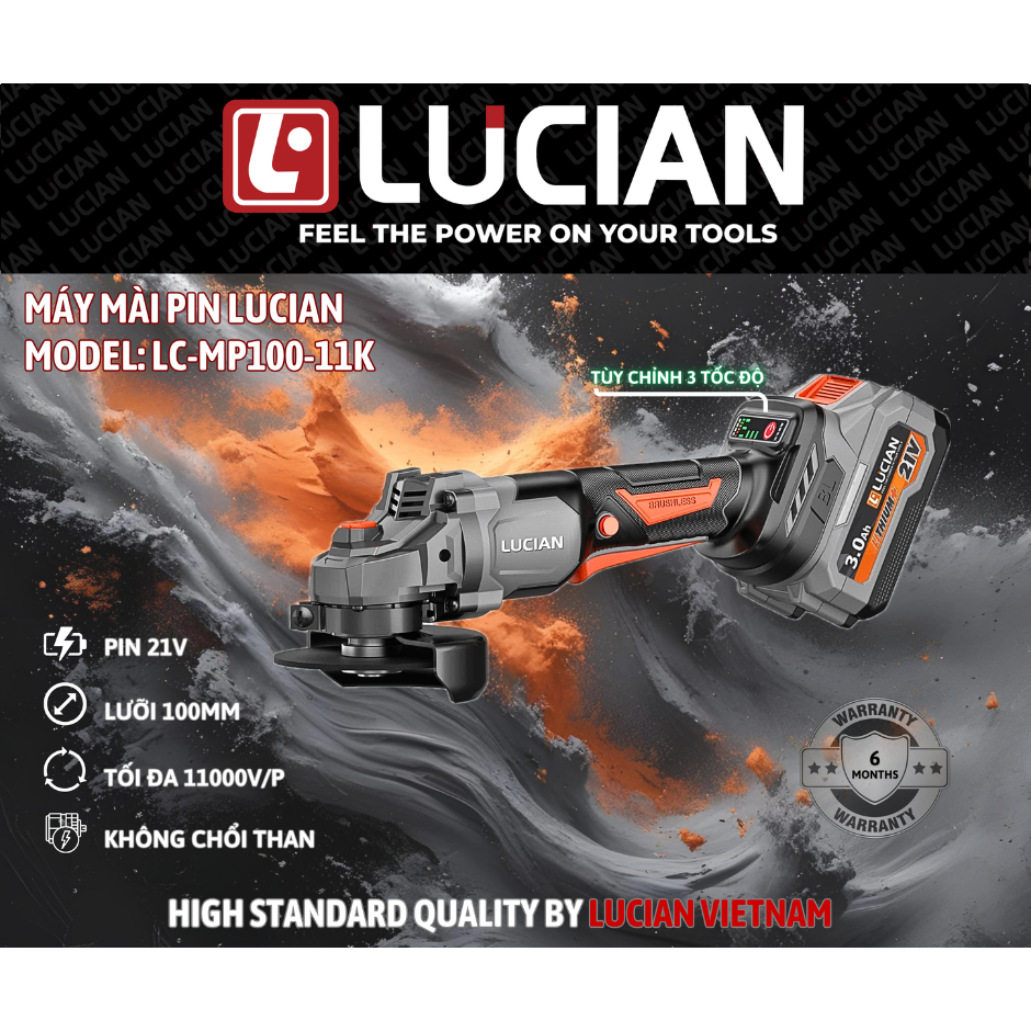 MÁY MÀI GÓC DÙNG PIN LUCIAN LC-MP100-11K – MẠNH MẼ & LINH HOẠT TRONG MỌI GÓC CẠNH