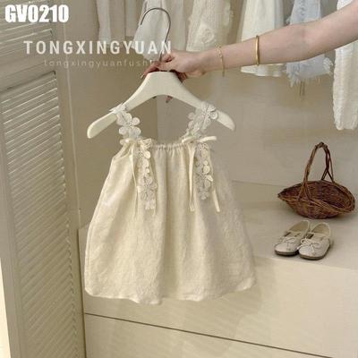 Váy 2 Dây Họa Tiết Hoa Màu Loang Đi Biển Cho Bé Gái 1-8 Tuổi MINTSCLOSET Quảng Châu - GV0352