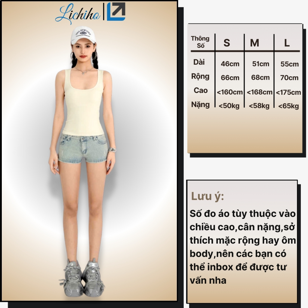Áo Thun 3 Lỗ Nữ Cổ Vuông Ôm Body Dáng Dài Có Mút Ngực Áo Hai Dây Bảng To Chất Cotton Lichiho | BigBuy360 - bigbuy360.vn