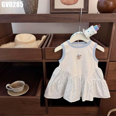 Váy Sát Nách Cổ Tròn Xòe Họa Tiết Hoa Màu Kem Cho Bé Gái 1-8 Tuổi MINTSCLOSET Quảng Châu - GV0275
