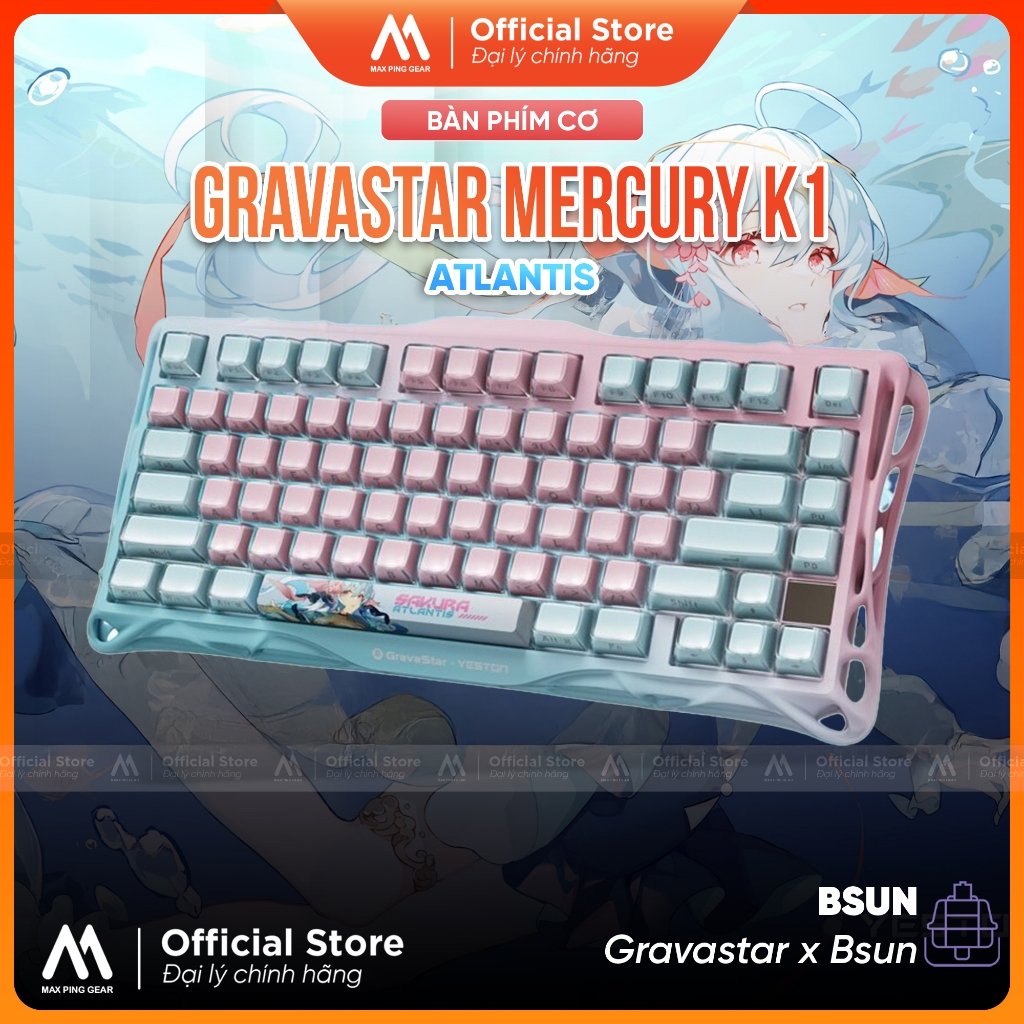 [HỎA TỐC] Bàn phím cơ Gravastar Mercury K1- Atlantis (3Modes | Hotswap  | PBT + PC) - Maxpinggear