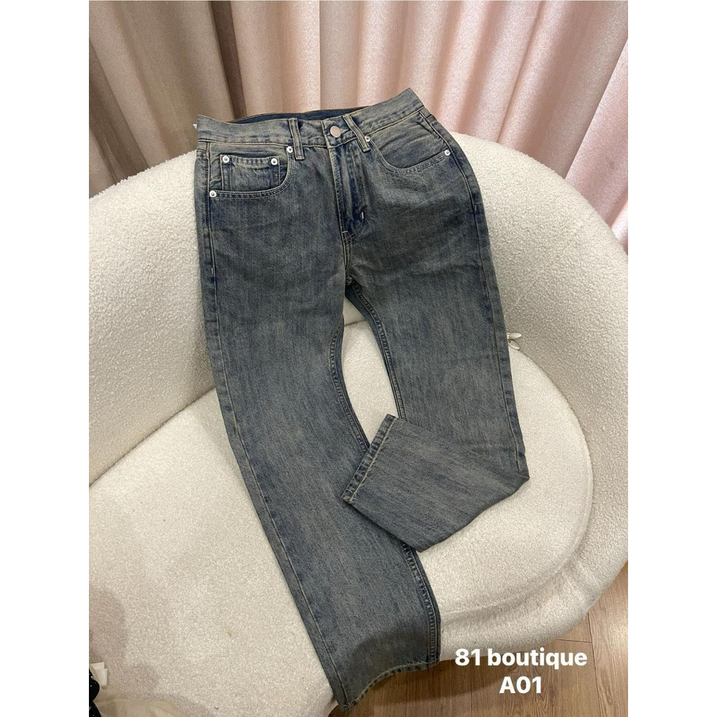 81 BOUTIQUE - Quần Jean Nam Xám Nâu Ống Suông Nhẹ A01, Quần Jeans Chất Denim Mềm Êm Form Đẹp Dễ Phối