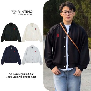  Áo Khoác Bomber VINTINO Unisex Nỉ 2 Lớp Dày Dặn Logo Thêu Nổi Phong Cách BOMBER02 