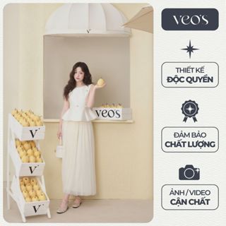 Áo Kiểu Cổ Thuyền Thiết Kế Nữ Dáng Chiết Eo Đánh Phồng Màu Đen, Kem & Chân Váy Voan Xoè  Veo's - Gisella Top & Skirt