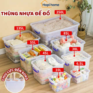  Thùng nhựa để đồ chơi HOPI đồ dùng đa năng  trong suốt có nắp đậy kín chịu lực tốt 6,5L 10L 15L 20L 