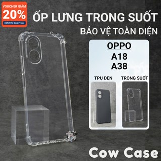  Ốp lưng Oppo A38 A18 Cow case trơn màu đen | Ốp điện thoại Oppo dẻo bảo vệ camera đt toàn diện 