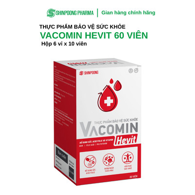 Thực Phẩm Bảo Vệ Sức Khỏe VACOMIN HEVIT - Bổ sung sắt và các vitamin cho cơ thể - Shinpoong Pharma (Hộp 60V)