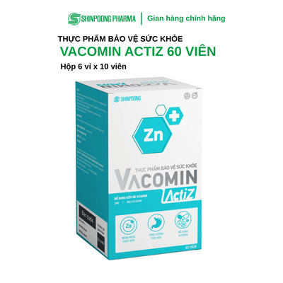 Thực Phẩm Bảo Vệ Sức Khỏe VACOMIN ACTIZ - Viên uống bổ sung kẽm và các vitamin cho cơ thể - Shinpoong Pharma (Hộp 60V)
