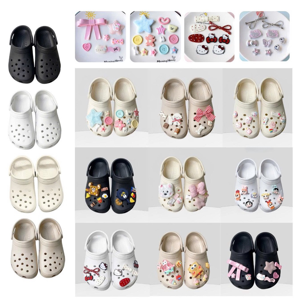 Dép Quai Hậu Kèm Charm Mix Dép Sục Nam Nữ Nhiều Màu Êm Chân Đế Chống trơn trượt cao 4cm - Hỗ trợ đổi size Michi.Michi