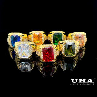 N1004 Nhẫn nam có lót lòng đính đá màu phong thủy có lót lòng UHA