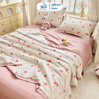 Bộ chăn ga gối Lụa Thái M2T bedding mềm, mịn, mát - gồm chăn hè chần bông, ga giường và 2 vỏ gối nằm