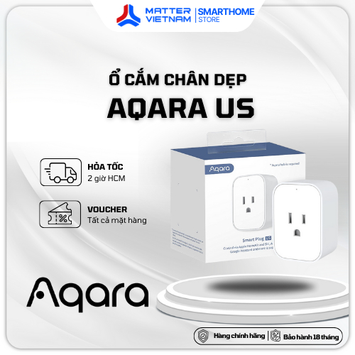 Ổ Cắm Thông Minh Aqara Smart Plug Zigbee - Chuẩn US Chân Dẹp, Apple Homekit - BẢN QUỐC TẾ