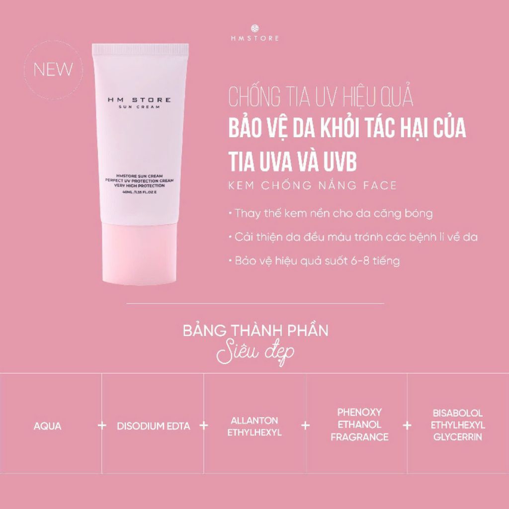 KEM  CHỐNG NẮNG HM STORE spf 50++