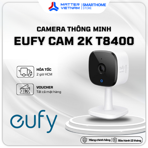 Camera Eufy T8400 Security Indoor Cam 2K - Cảnh Báo Chuyển Động, Đèn Hồng Ngoại, Apple HomeKit - BẢN