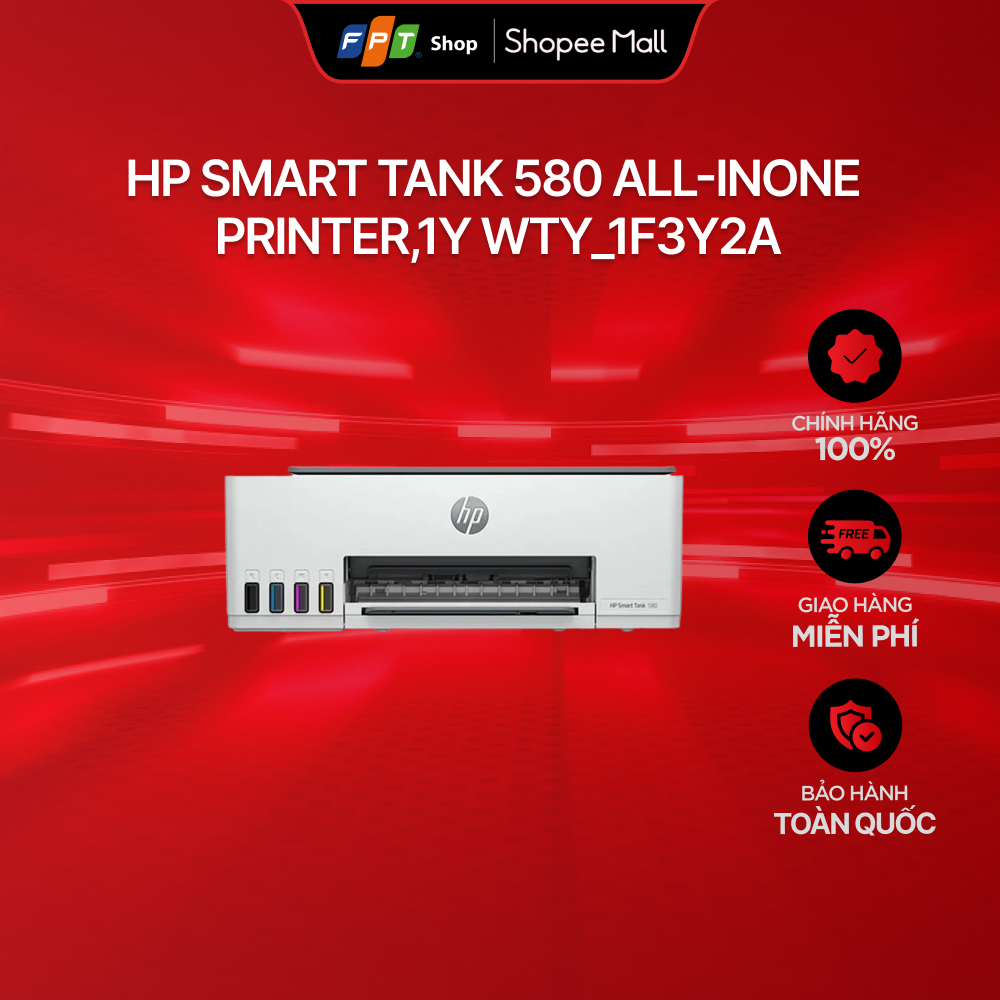 Máy in phun màu HP Smart Tank 580 All-in-One Printer,1Y WTY_1F3Y2A