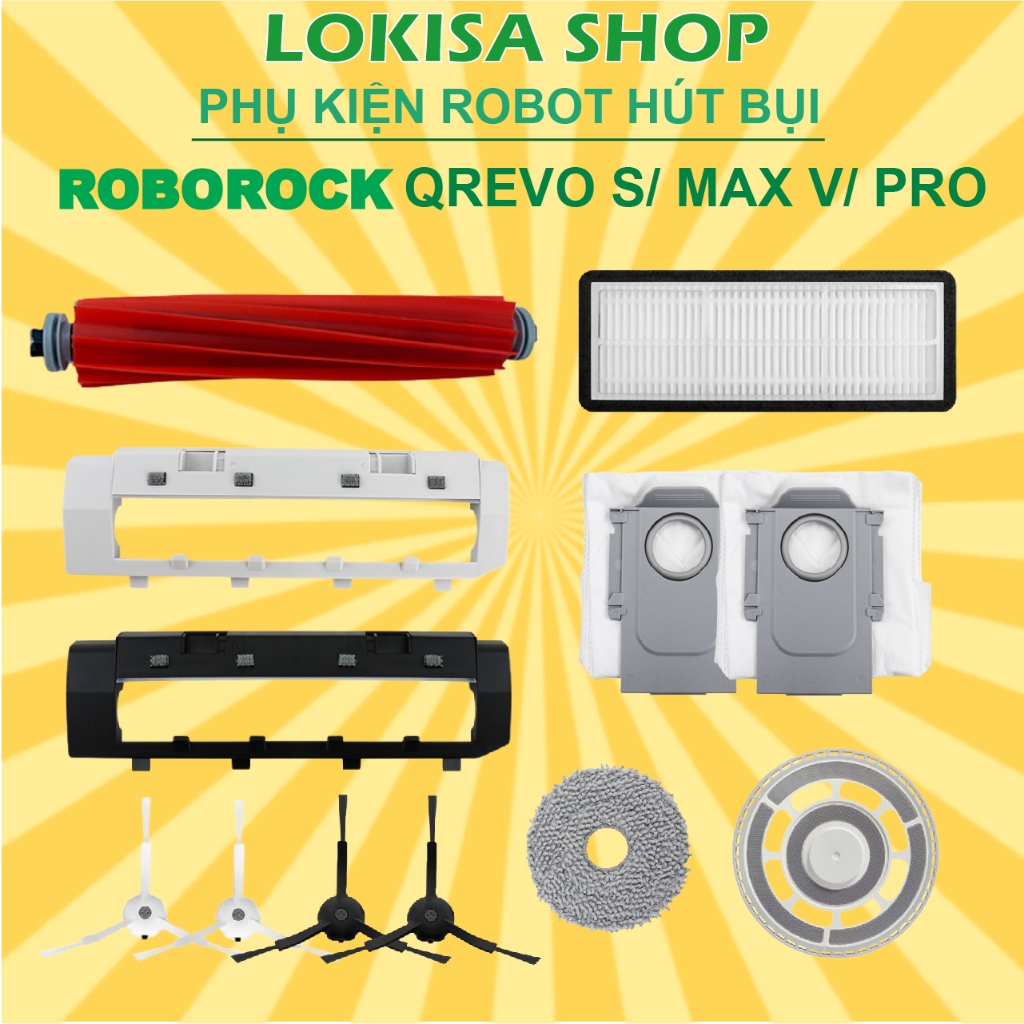 Phụ kiện robot ROBOROCK QREVO S/ MAX V/ PRO cao cấp, Phụ kiện robot hút bụi lau nhà chất lượng - Màng lọc, Chổi, Túi rác