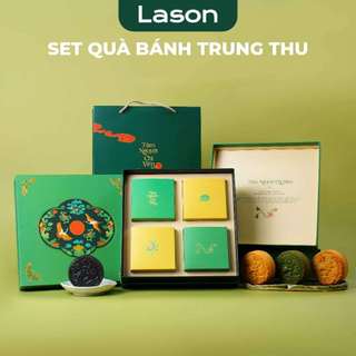 Hộp quà Trung Thu Lason Tết Đoàn Viên trang nhã, sang trọng, bánh 125g ít ngọt, đậm vị HTT